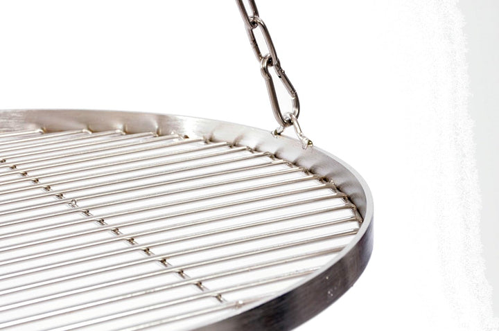 Grillrost 50 cm mit Kette Edelstahl für Schwenkgrill 3 Bein Grill Rost 10 mm Stababstand BBQ