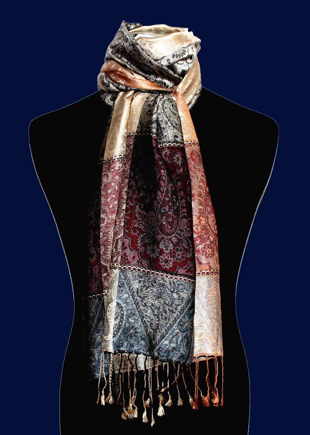 Lorenzo Cana Pashmina Damenschal Schaltuch jacquard gewebt aus 100% Seide, 70 cm x 190 cm Paisleymus