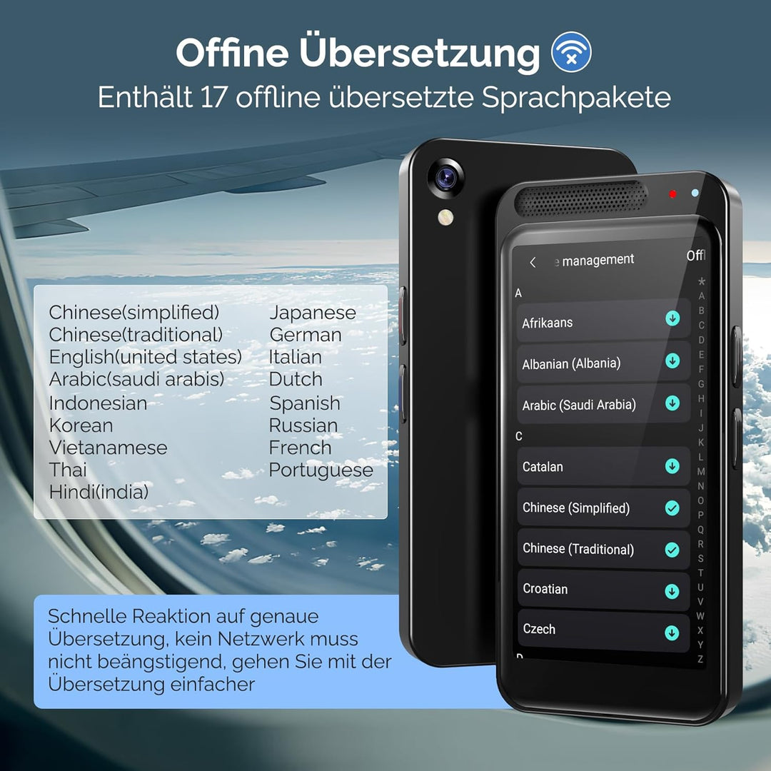 Sprachübersetzer Gerät,Zwei-Wege-Smart-Sprach Übersetzer Foto Taschenübersetzer in Echtzeit,150 unte
