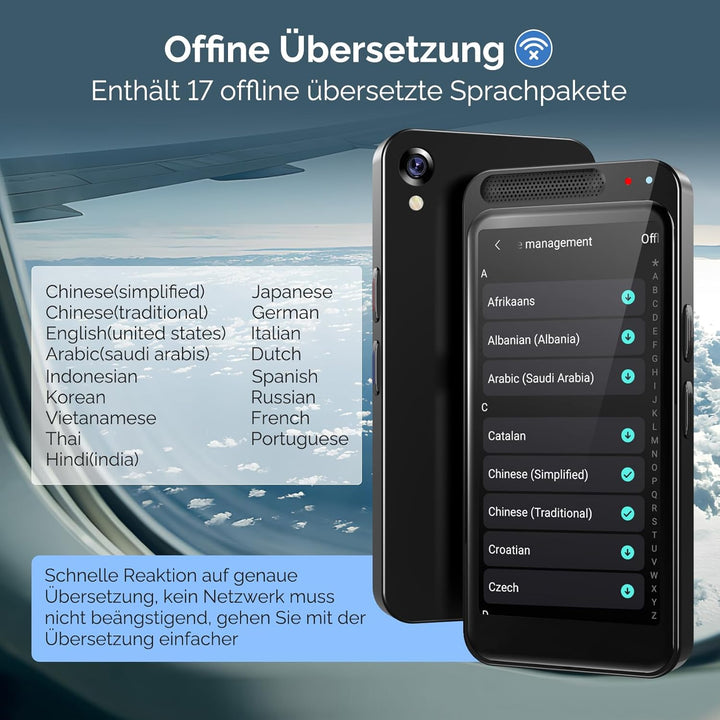 Sprachübersetzer Gerät,Zwei-Wege-Smart-Sprach Übersetzer Foto Taschenübersetzer in Echtzeit,150 unte