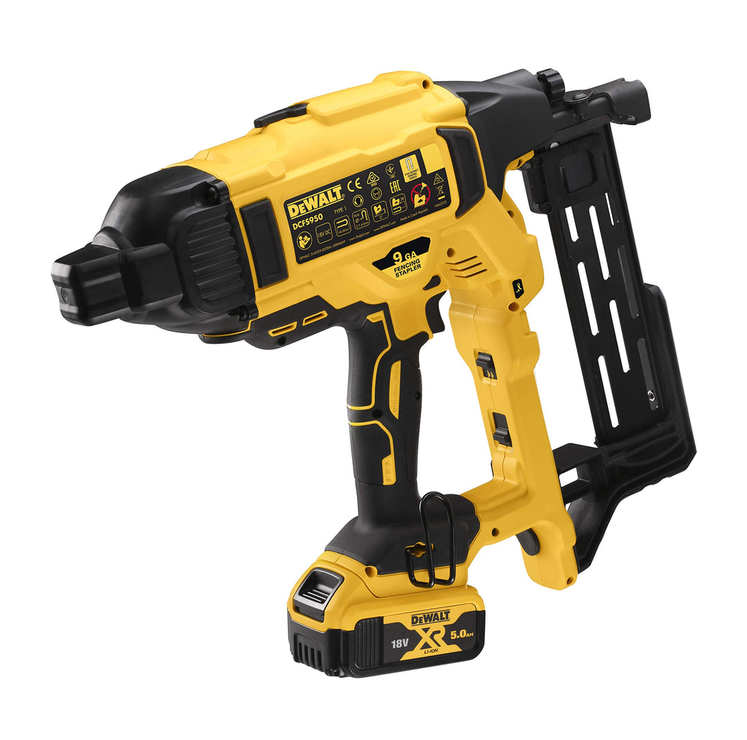 Dewalt DCFS950P2-QW Grapadora de Cercas sin escobillas XR 18V Li-Ion 5Ah, 90 W, 18 V, Gelb