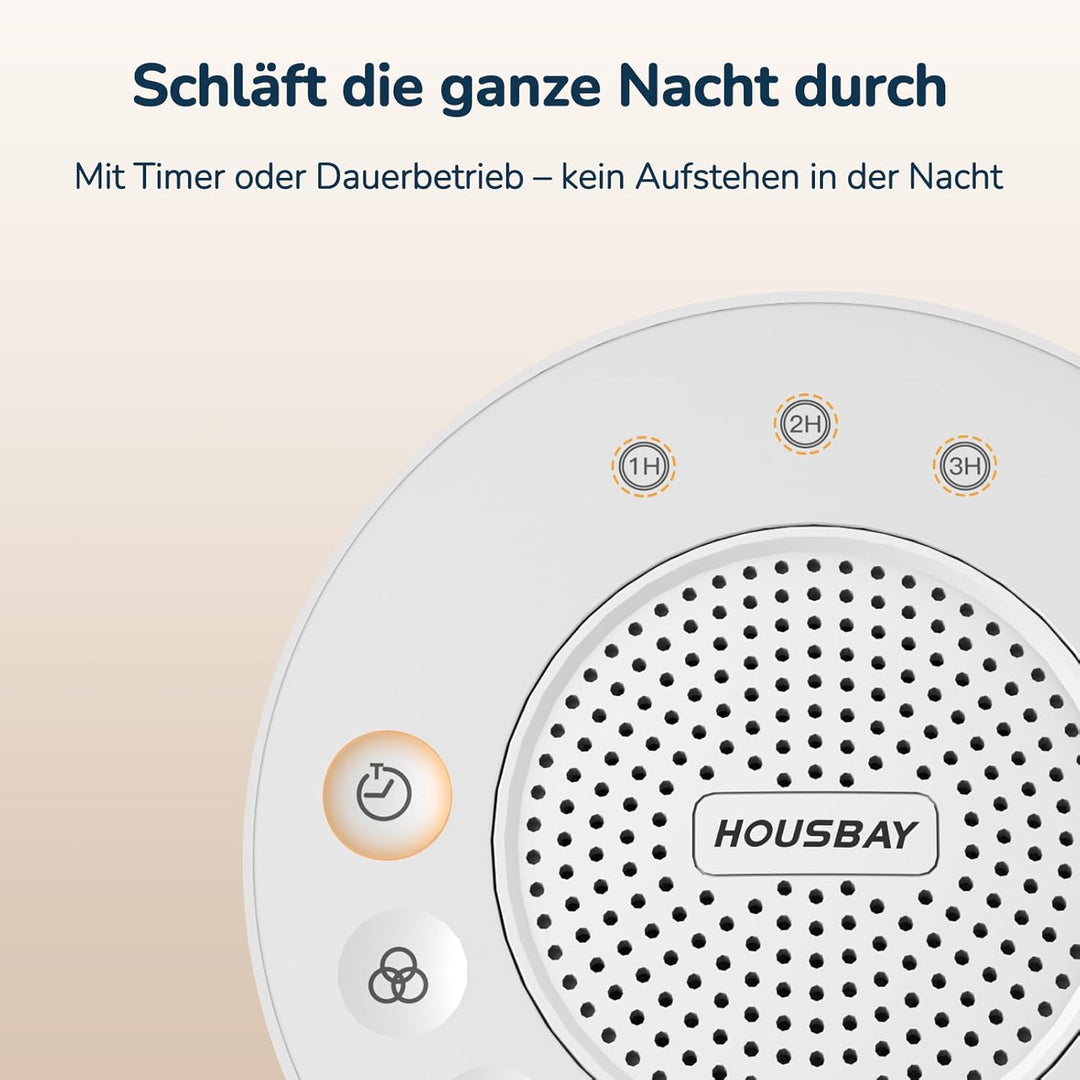 Housbay White Noise Machine für Babys mit Nachtlicht – Weisses Rauschen Gerät für Neugeborene, 31 be