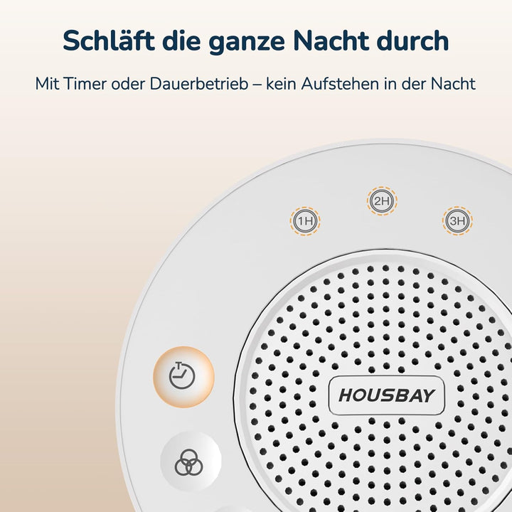 Housbay White Noise Machine für Babys mit Nachtlicht – Weisses Rauschen Gerät für Neugeborene, 31 be