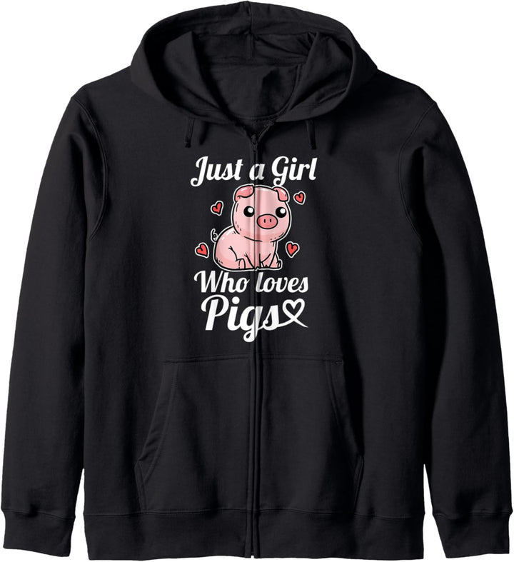 Just A Girl Who Loves Pigs Lustiges Schwein Kostüm Kapuzenjacke