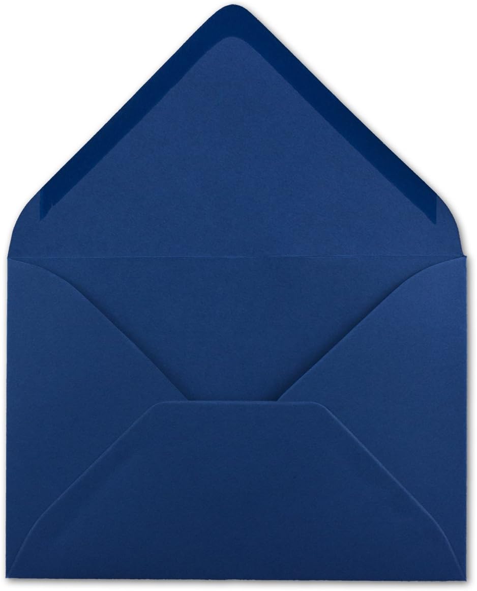100 Brief-Umschläge - Nachtblau/Dunkel-Blau - DIN C6-114 x 162 mm - Kuverts mit Nassklebung ohne Fen