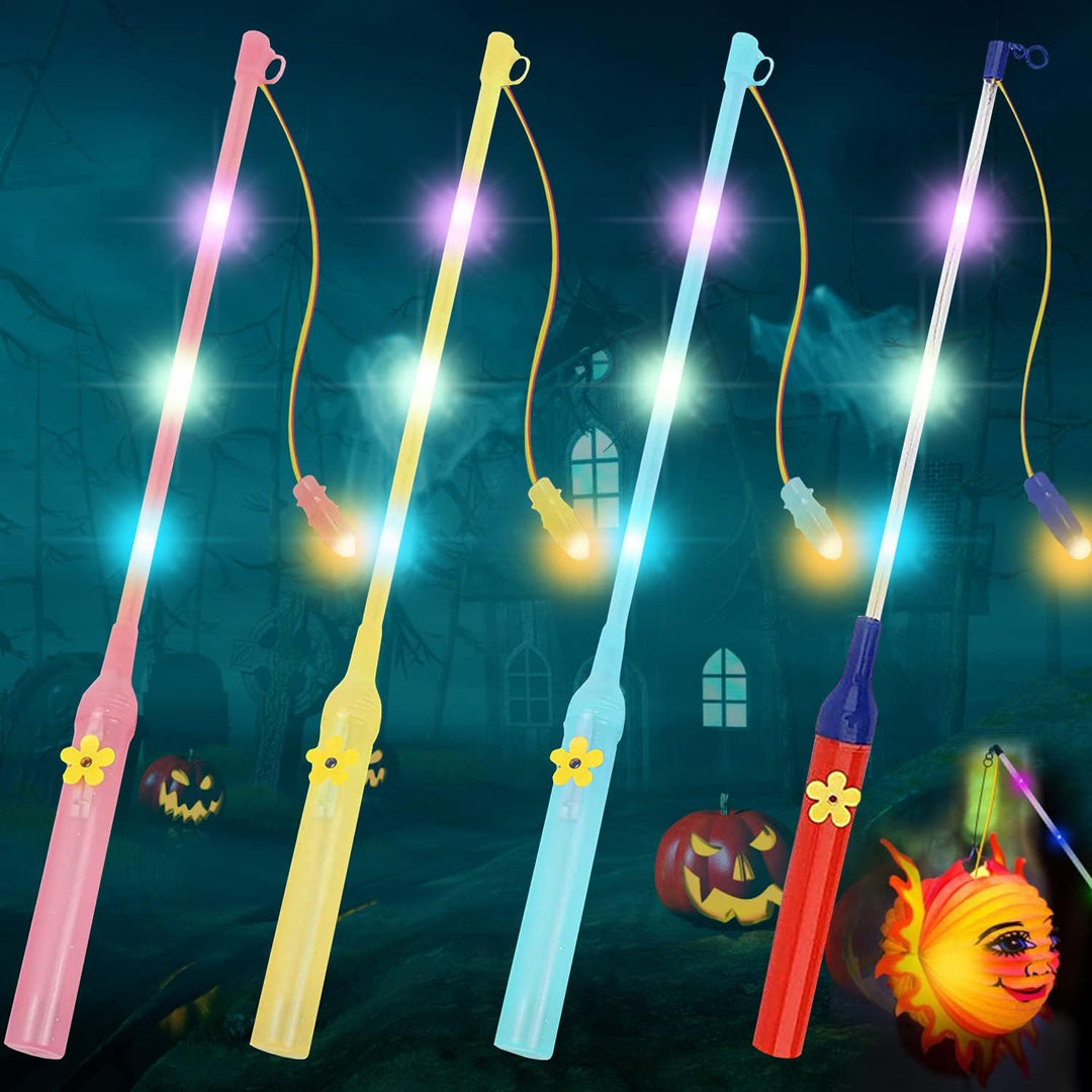 Laternenstab mit LED, LED Laternenstab Elektrisch für St Martin Halloween 4er Kinderlampenstäbe 50CM