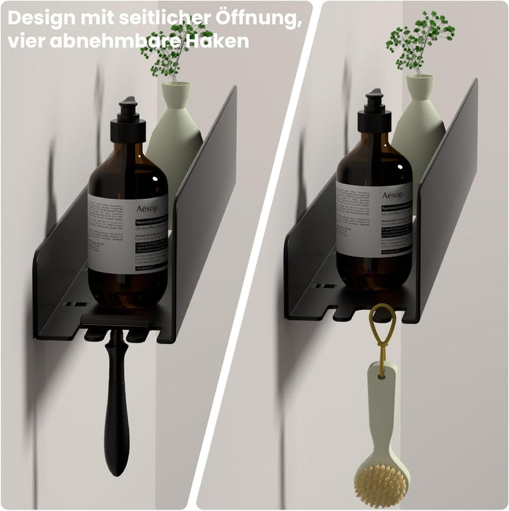 REKITA Duschablage ohne Bohren, Badezimmer Organizer 40 cm, Duschablage Edelstahl mit 4 Abnehmbaren