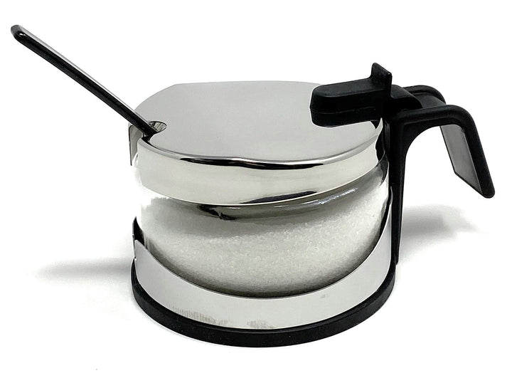 Zuckerdose Glas mit Deckel Edelstahl mit Löffel Zuckerbehälter Zuckerspender Parmesandose Marmeladen