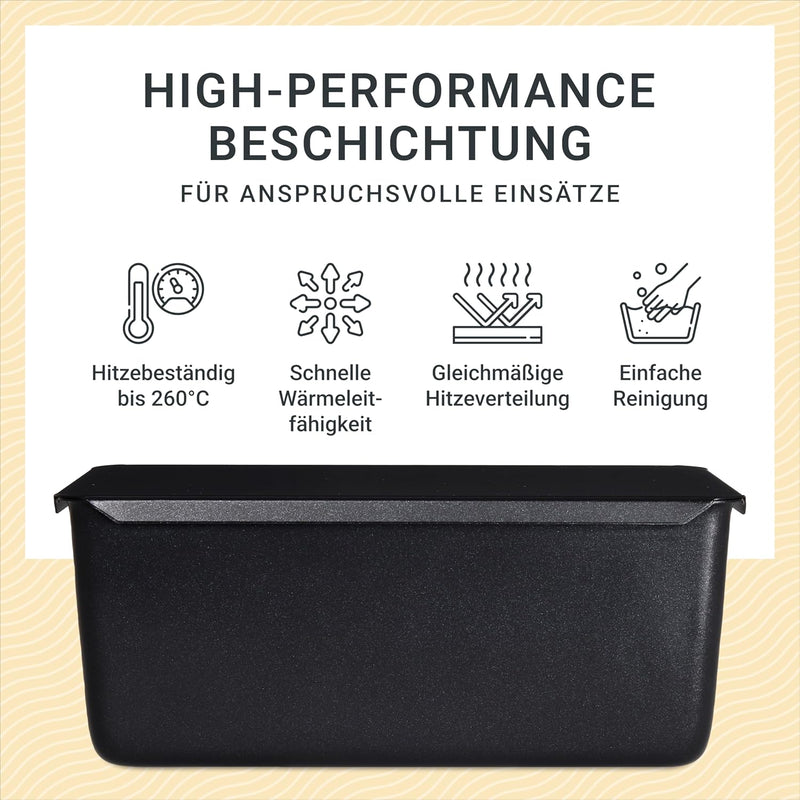 BREADLYST - Premium Brotbackform mit Deckel für Brot und Toastbrot - Backform Kastenform extra hoch,