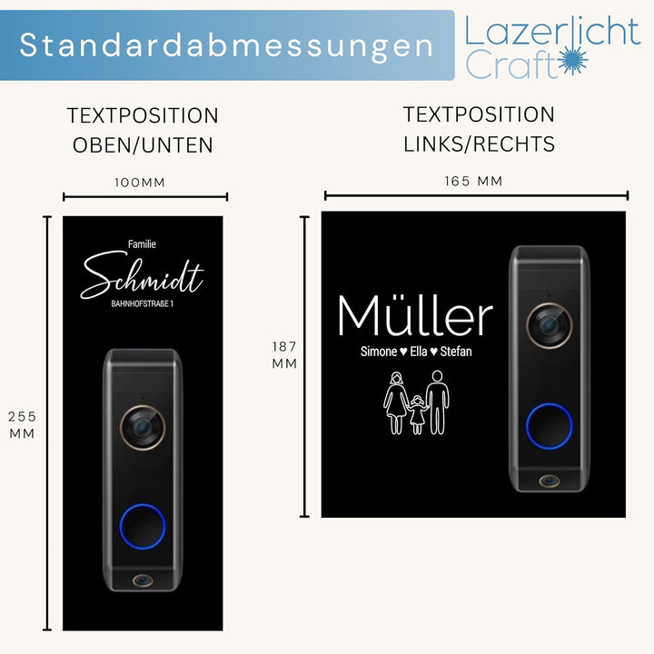 Klingelschild für Eufy Video Doorbell S330 Dual | Schwarz oder Anthrazit | Verschiedene Muster, Vers