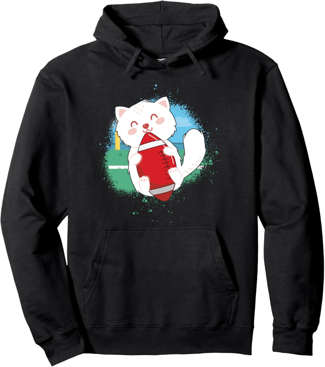 American Football Amerikanischer Fussball Katze Cat Geschenk Pullover Hoodie