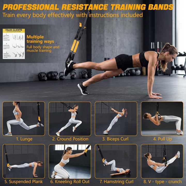 Schlingentrainer Sling Trainer Set,Suspension Trainer Kit mit Türanker & Befestigungsgurt,Verstellba