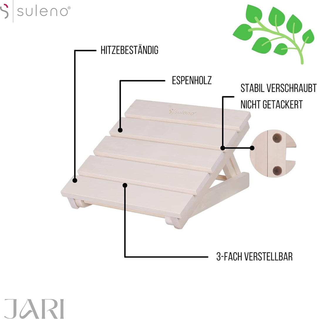 SULENO Sauna Kopfstütze JARI verstellbar Espe Nackenstütze Kopfkeil