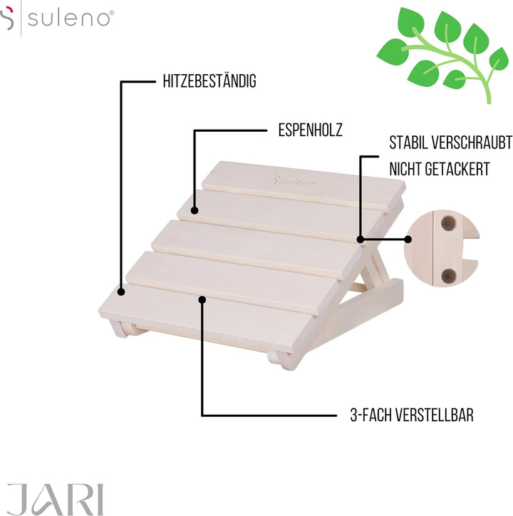 SULENO Sauna Kopfstütze JARI verstellbar Espe Nackenstütze Kopfkeil