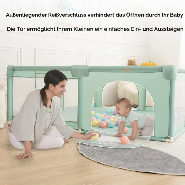 COMOMY Laufstall Baby, 150x180x66cm Laufgitter Baby Grosse xxl Sicherheitsbereich Schutzgitter für K