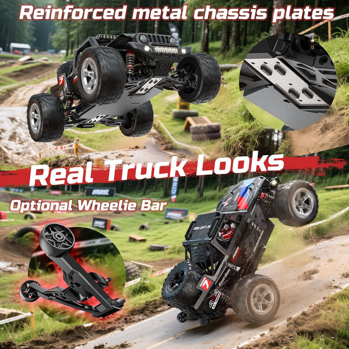 DEERC 207E 1/10 Brushless RC Truck für Erwachsene, 55 KMH schnelles RC Auto, 4WD Elektro-Geländewage