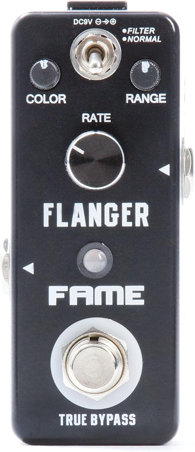 Fame LEF-312 Flanger, Kompaktes Modulations Effektgerät für Gitarren, True Bypass, Regler für Color