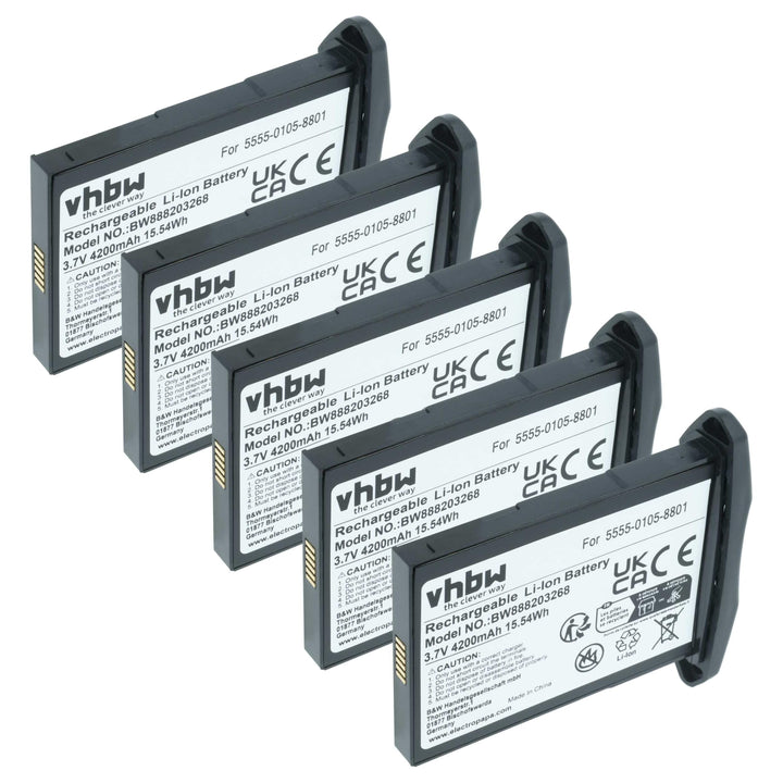 vhbw 5X Akku kompatibel mit NCR Orderman 5 Handheld Computer Scanner (4200 mAh, 3,7 V, Li-Ion)