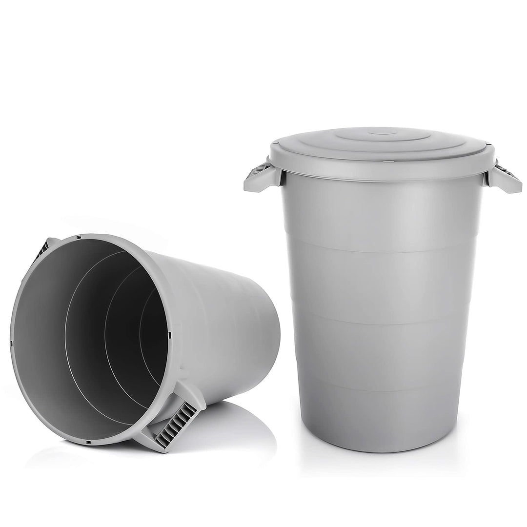 BigDean 2x wetterfeste Universaltonne mit Deckel und 2 stabilen Tragegriffen 80 Liter GRAU - Regento