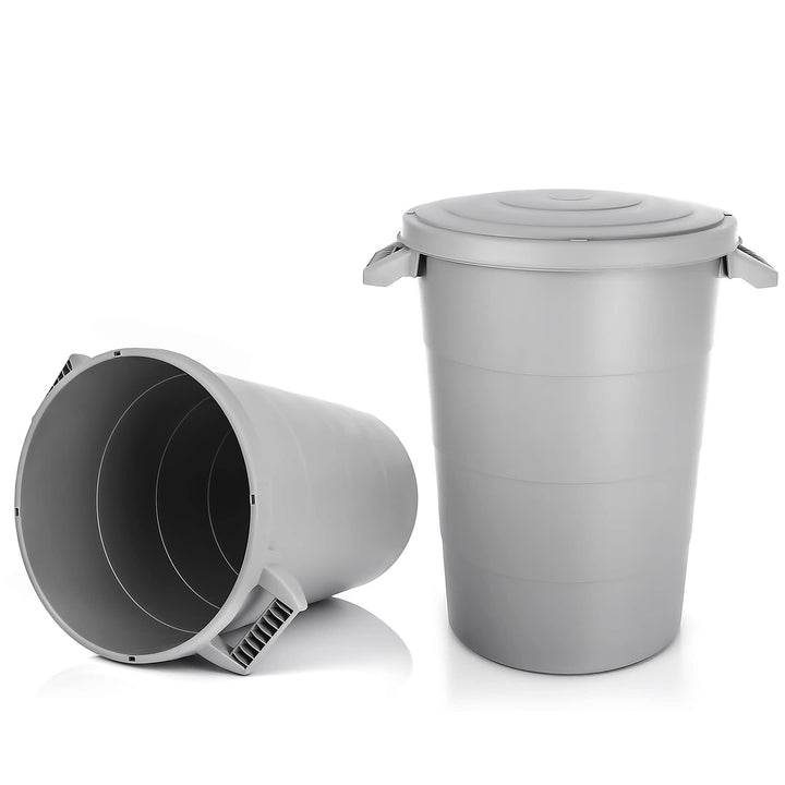 BigDean 2x wetterfeste Universaltonne mit Deckel und 2 stabilen Tragegriffen 80 Liter GRAU - Regento