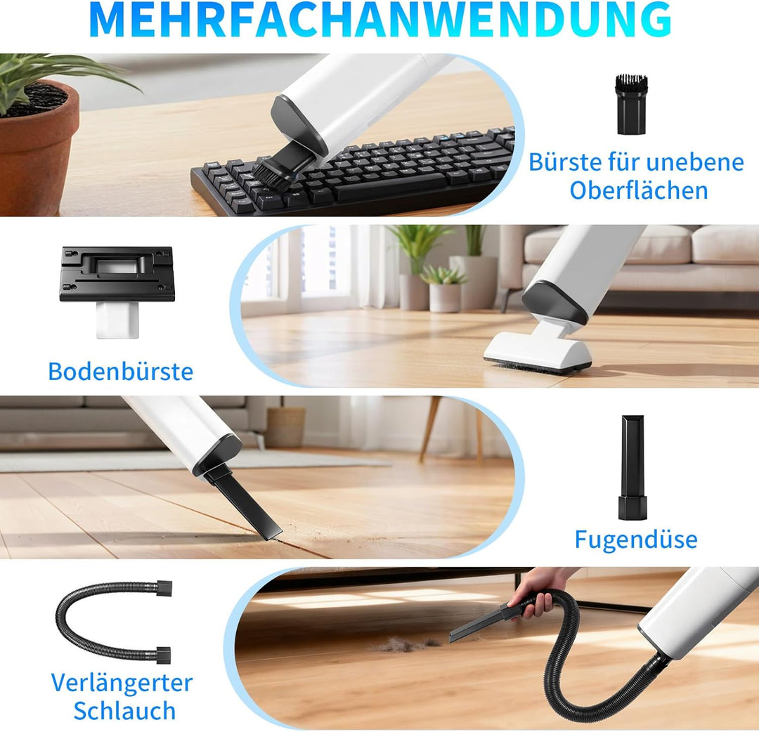 Handstaubsauger Akku, 20000Pa Auto Staubsauger Kabellos mit 4000mAhr Mini Kleiner Wiederaufladbarer