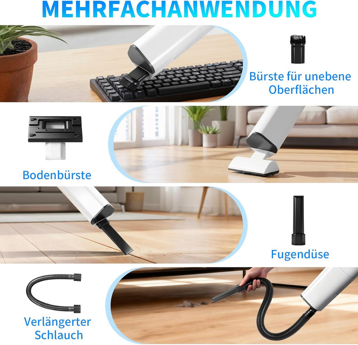 Handstaubsauger Akku, 20000Pa Auto Staubsauger Kabellos mit 4000mAhr Mini Kleiner Wiederaufladbarer
