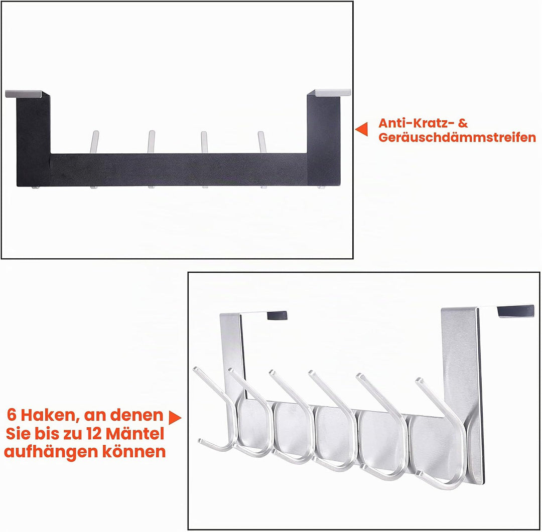 SKOLOO Over The Door Hook Brushed Nickel, Door Coat Rack for Entryway, Over Door Towel Hook for Bath
