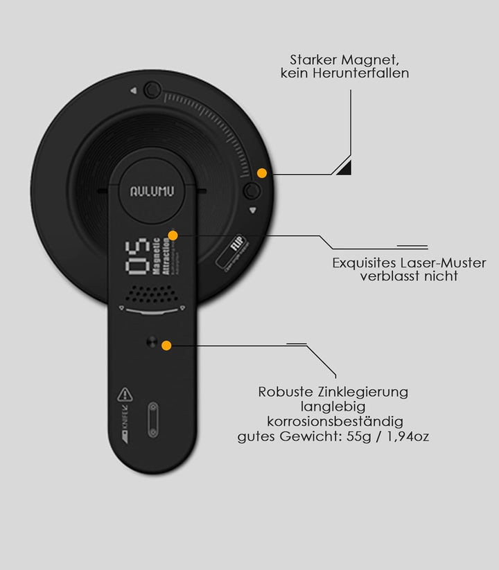 Aulumu G05 Magnetisch Phone Ständer Grip | Abnehmbarer, 360° Verstellbarer Handy-Kickstand mit Karto