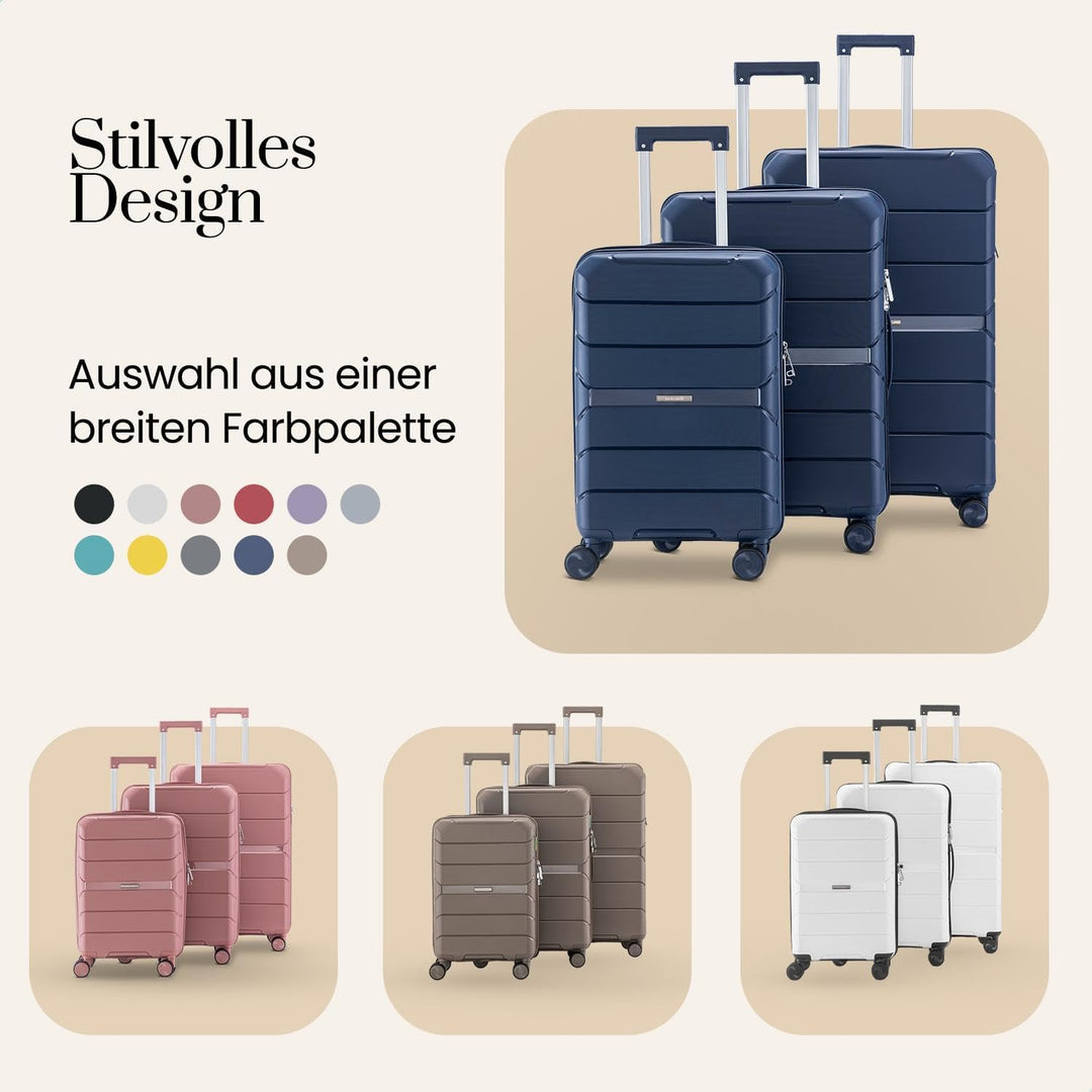 Urban Adventurer Reisekoffer 79L – Dunkelblau – Trolley mittelgross Hartschale mit Zahlenschloss & 4