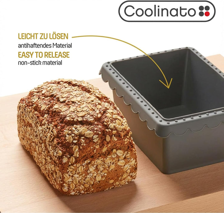 Coolinato - Mini Brotbackform 550g aus hitzebeständigem Platinsilikon Set 2er grau 17x13x7,5cm - Sil