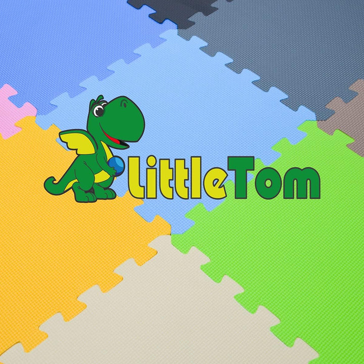 LittleTom 9 Teile Spielmatte Baby ab Null - 30x30 Schaumstoff Puzzlematte Kinder Isomatte Baby Spiel