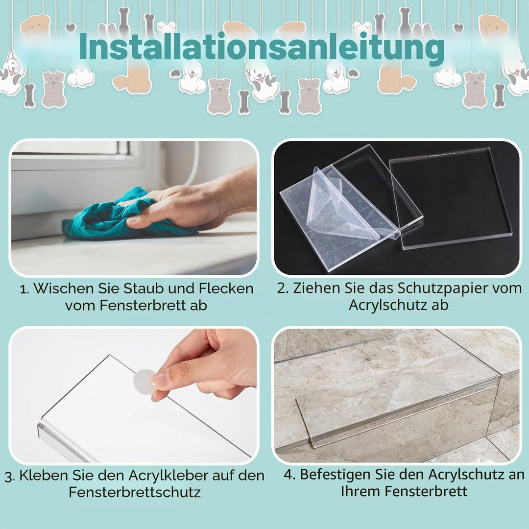 3 Stück Fensterbankschutz, Haustier-Fensterschutz, transparent, Fensterbankabdeckung, Schutz vor Kra