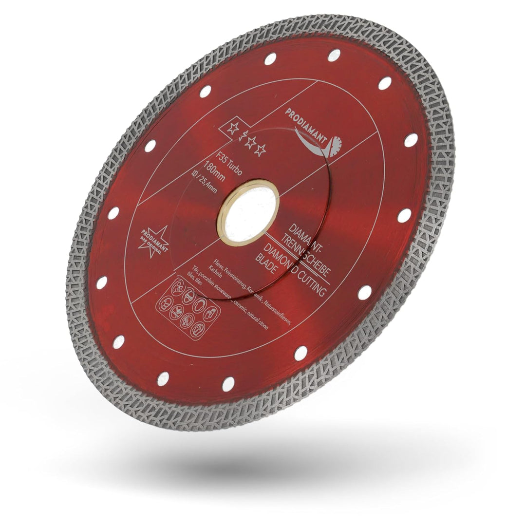 PRODIAMANT Diamanttrennscheibe Fliese Feinsteinzeug 180mm x 30 mit Ring 25,4 mm Fliesenscheibe für T