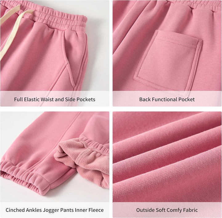 Rolanko Jogging Hose für Mädchen, Baumwoll Fleece Sport Joggers Trainingsanzug mit Mehreren Taschen