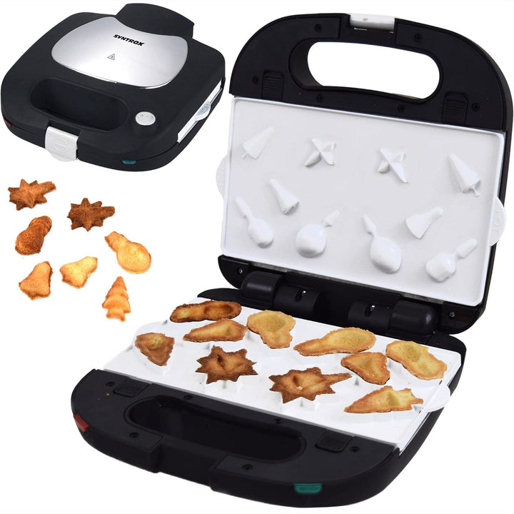 Syntrox Weihnachtsmotiv Kombigerät mit Wechselplatten SM-1500W Perom, Antihaftbeschichtet, Edelstahl