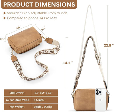 BOSTANTEN Damen Crossbody Bag mit verstellbarem Farbigem Riemen, Damen Umhängetasche aus PU Leder, S