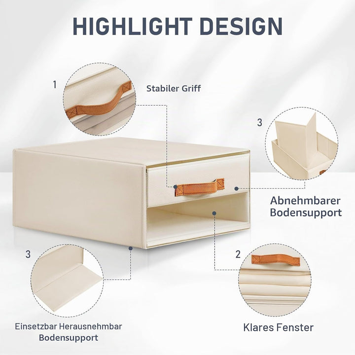 DIMJ Schubladen Ordnungssystem Schubladenboxen - Aufbewahrungsbox Faltboxen mit Fenster Organizer Sc
