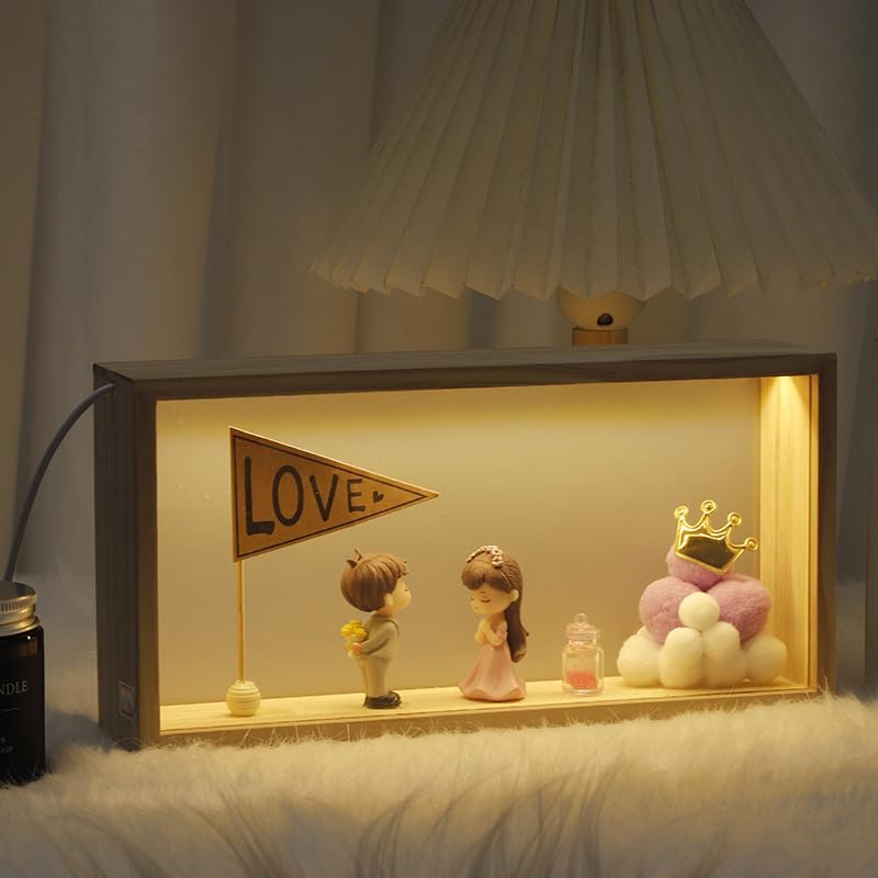 3D Bilderrahmen zum Befüllen,Objektrahmen Holz,leuchtender Fotorahmen, LED-Display-Artikelrahmen, DI