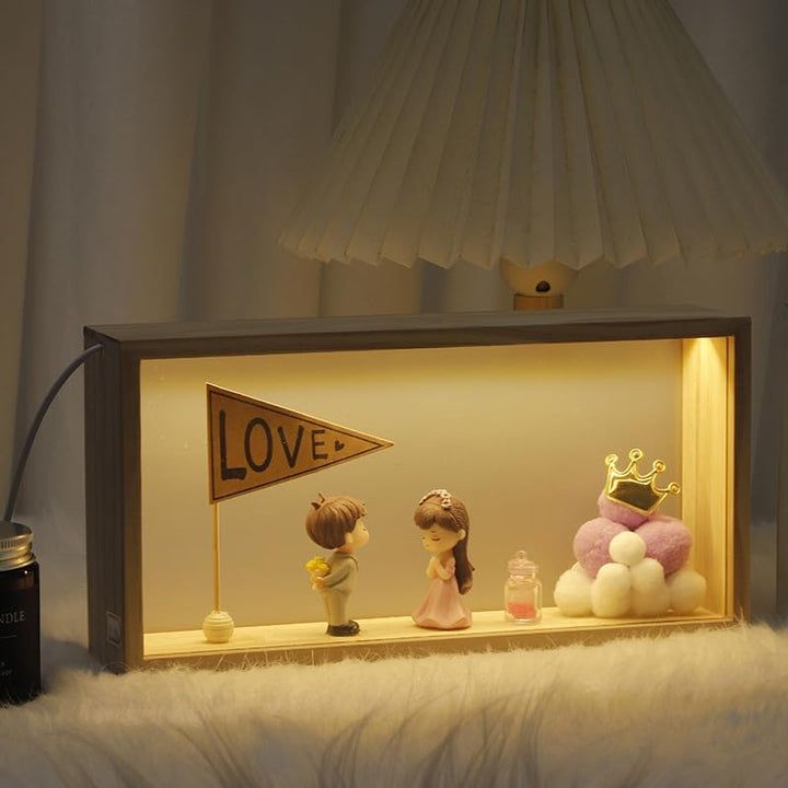3D Bilderrahmen zum Befüllen,Objektrahmen Holz,leuchtender Fotorahmen, LED-Display-Artikelrahmen, DI