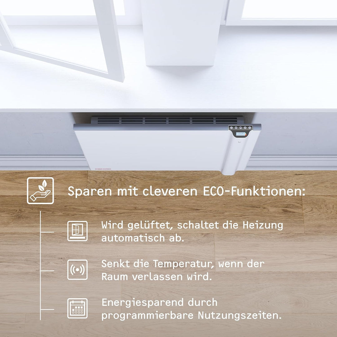 STIEBEL ELTRON Duo Wandkonvektor CND 150, 1,5 kW für ca. 20 m², LC-Display, Wochentimer, Elektroheiz