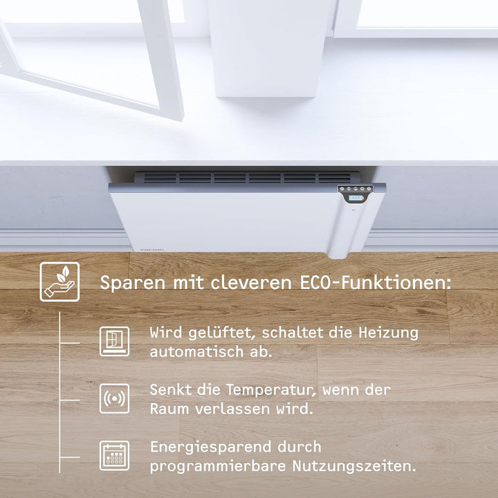 STIEBEL ELTRON Duo Wandkonvektor CND 150, 1,5 kW für ca. 20 m², LC-Display, Wochentimer, Elektroheiz