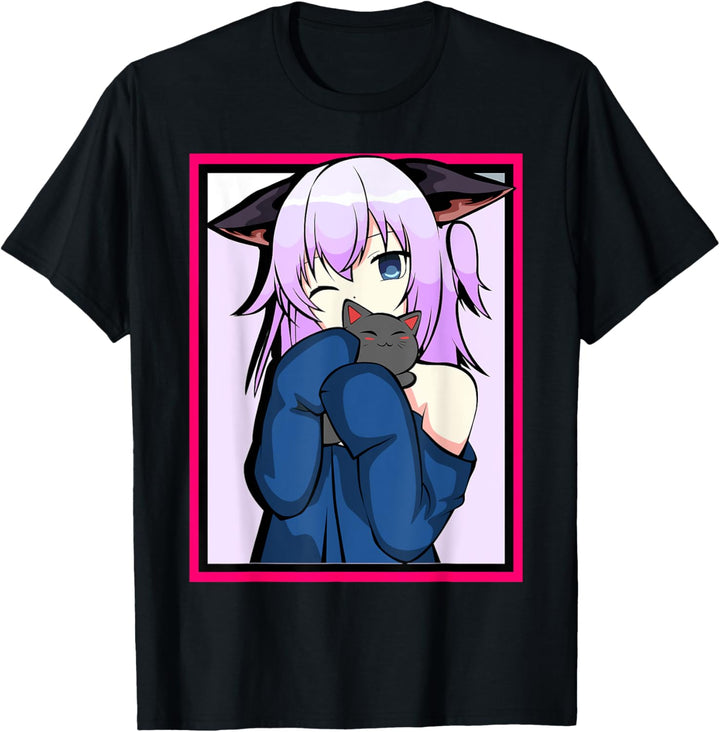 Anime Girl – niedliches Katzen-Design – Cosplay T-Shirt