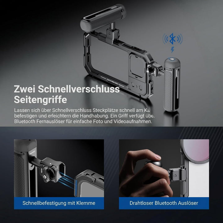 NEEWER 17 Pro Max Käfig Cage Video Rig Handy Stabilisator Set kompatibel mit iPhone 17 Pro Max mit 6