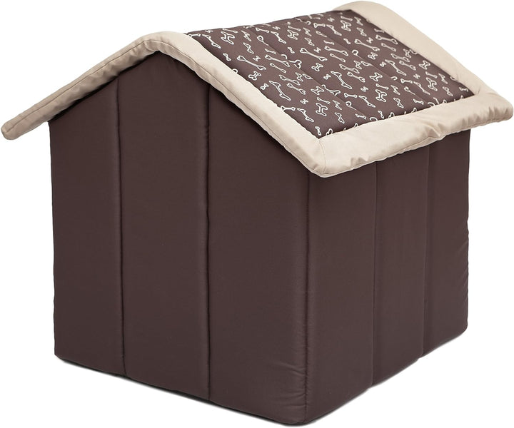 HobbyDog Hundehütte Hundebett Tierbett Katzenbett Braun mit Knochen
