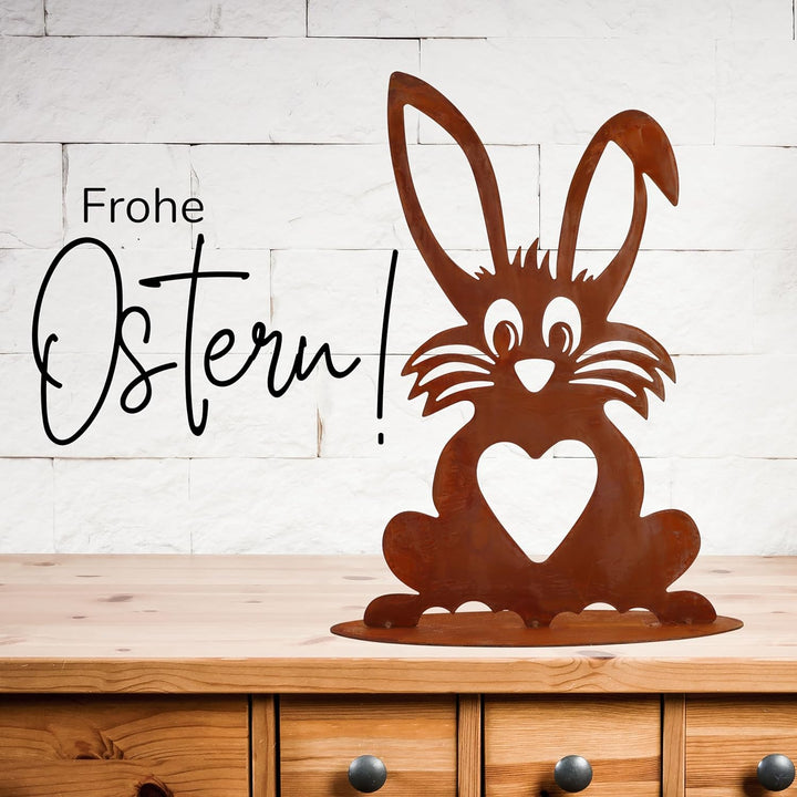 Rostikal Vintage Gartendeko Figur 40 cm Osterhase Rost Deko Frühjahr Max, Max