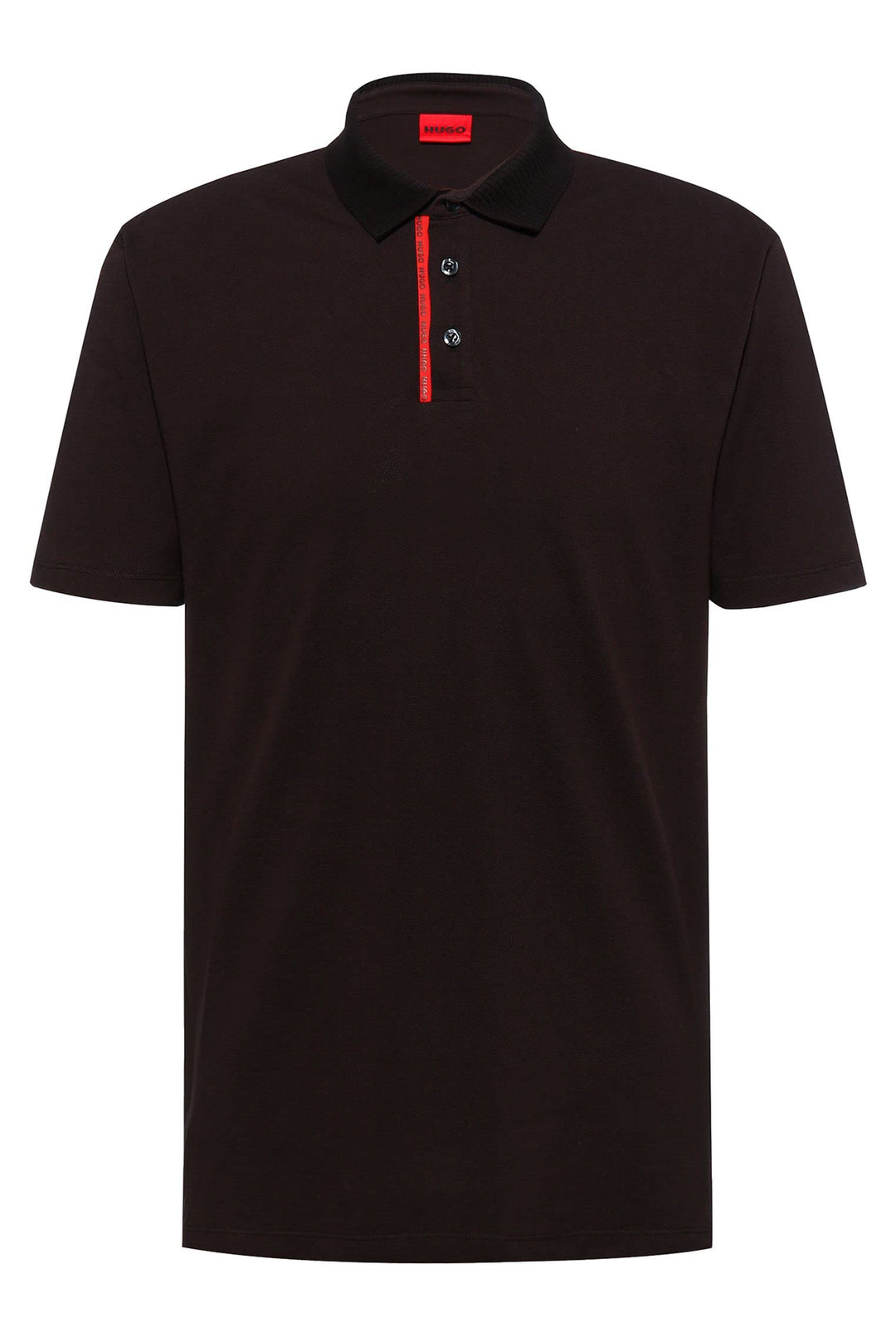 HUGO Herren Dichelangelo Poloshirt aus Baumwoll-Piqué mit rotem Logo-Tape Schwarz XL