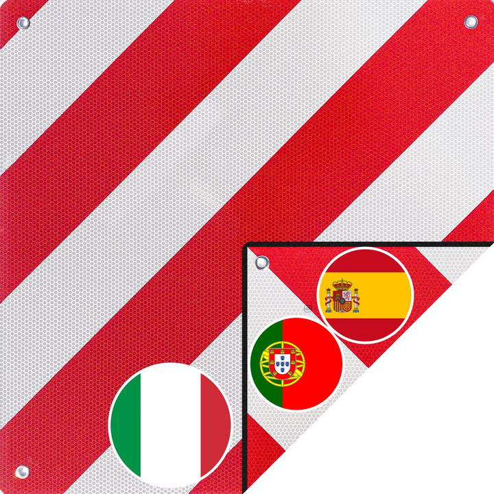 MAGMA 2in1 Warntafel Italien und Spanien Fahrradträger. Für Heckträger, Anhänger, Warnschild für Woh