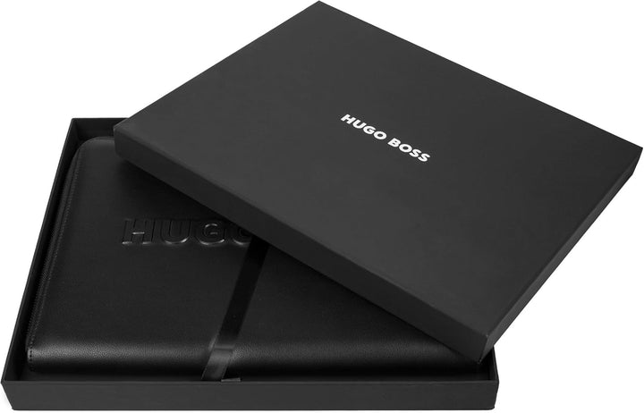 Hugo Boss Konferenzmappe Label A4 aus Kunstleder in der Farbe Schwarz, 31,5 x 25,8 x 4,4 cm, HTA209A