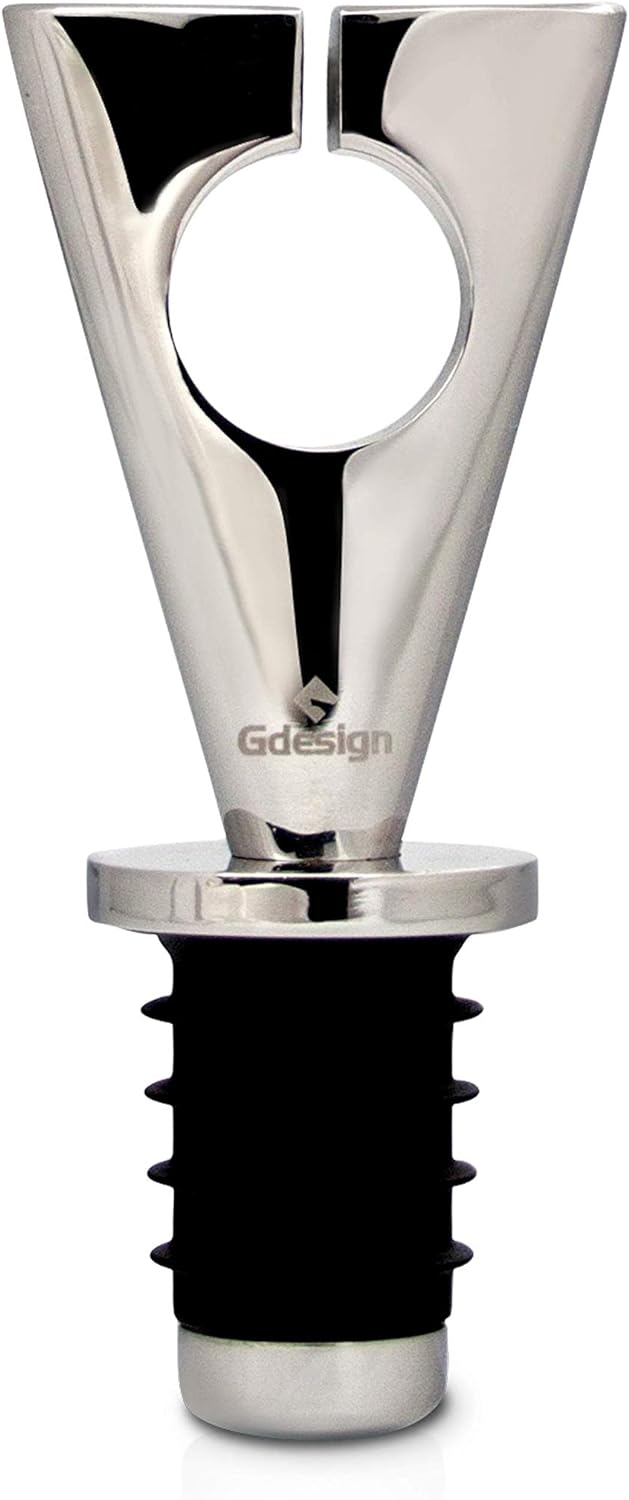 Gdesign Weinflaschenverschluss aus massivem Edelstahl Modernes Design, Geschenkpackung Weinstopper C
