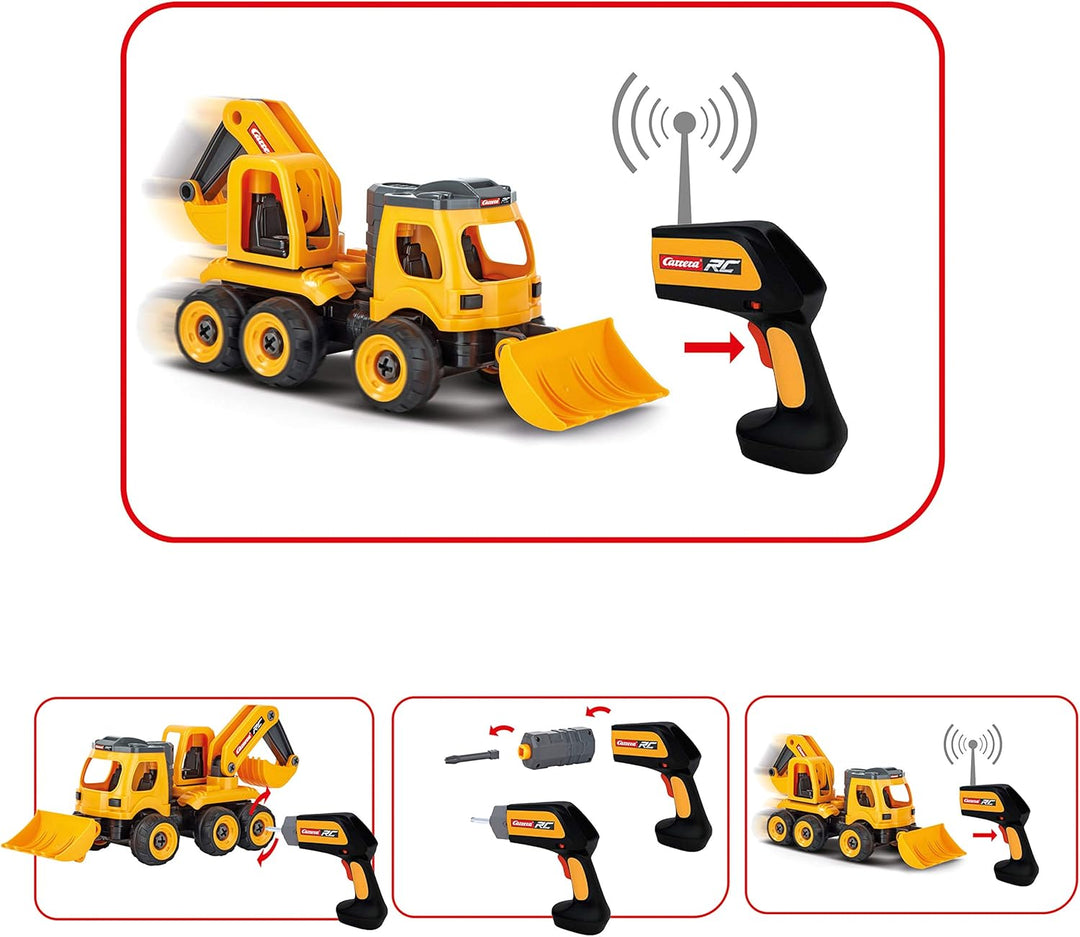 Carrera RC First Bagger - Backhoe Loader mit Controller I Ferngesteuertes Auto ab 3 Jahren für drinn